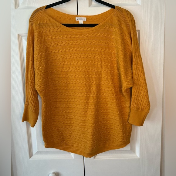 Market & Spruce Golden Cable Knit  cashmere silk blend Sweater - Picture 1 of 4